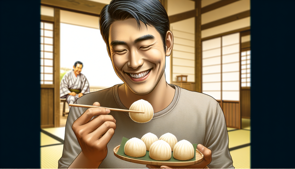 和菓子を食べる男性